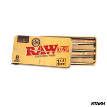 Load image into Gallery viewer, RAW Classic Pre Rolled Cones 1 1/4 8’s with Tin Case